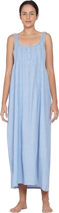 Robe sans manches en coton chambray de qualité supérieure coupe fluide