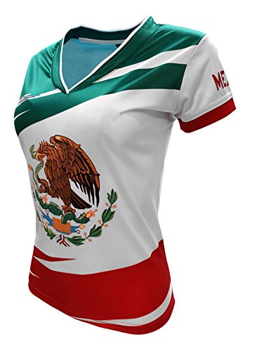 ARZA Mexico National Women’s Soccer Jersey - Sublimated Tricolor Flag Design, V-Neck Short Sleeve, Made in Mexico