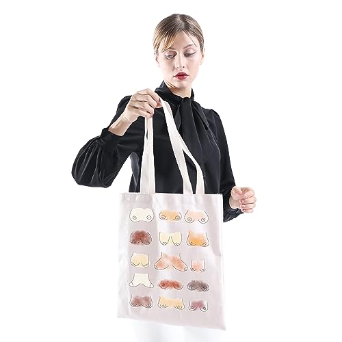 Bolso tote XYANFA para concienciación sobre el cáncer de mama, con mensaje de positividad corporal, igualdad y feminismo miniatura 2