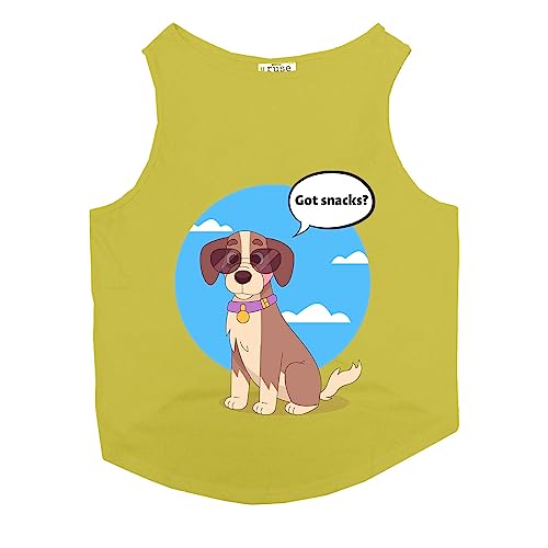Image of Ruse Got Snacks Printed Dog Round Neck Sleeveless Vest Tank T-Shirt /Tees Apparel /Clothes /Tees Gift for Dogs((Yellow / /XXL (Saint Bernard, Great Dane etc.)