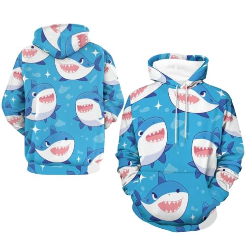 Sweat à capuche requin bleu unisexe taille S - 7
