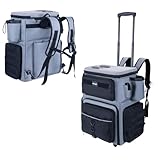 Goture 66L Rolling Tackle Box with Cooler, Large Fishing Bag with Wheels for 5 3700 Trays(Trays Not Included), Saltwater Resistant Tackle Backpack with Rod Holders & EVA cover