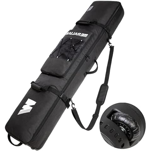 MERALIAN Snowboard Bag with Wheels, Padded Roller Snowboard Bag for Single Snowboard and Snowboard Boots,Available Length in 160cm and 170cm. (BLK, 160CM) Cover