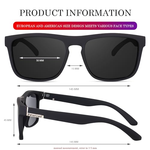 Image of CREEK Premium Square Polarized Sunglasses | UV Protection Sunglasses | Light Weight, Durable, Matt Finished, Premium Looks | TR90 Sunglasses | Men & Women | Medium