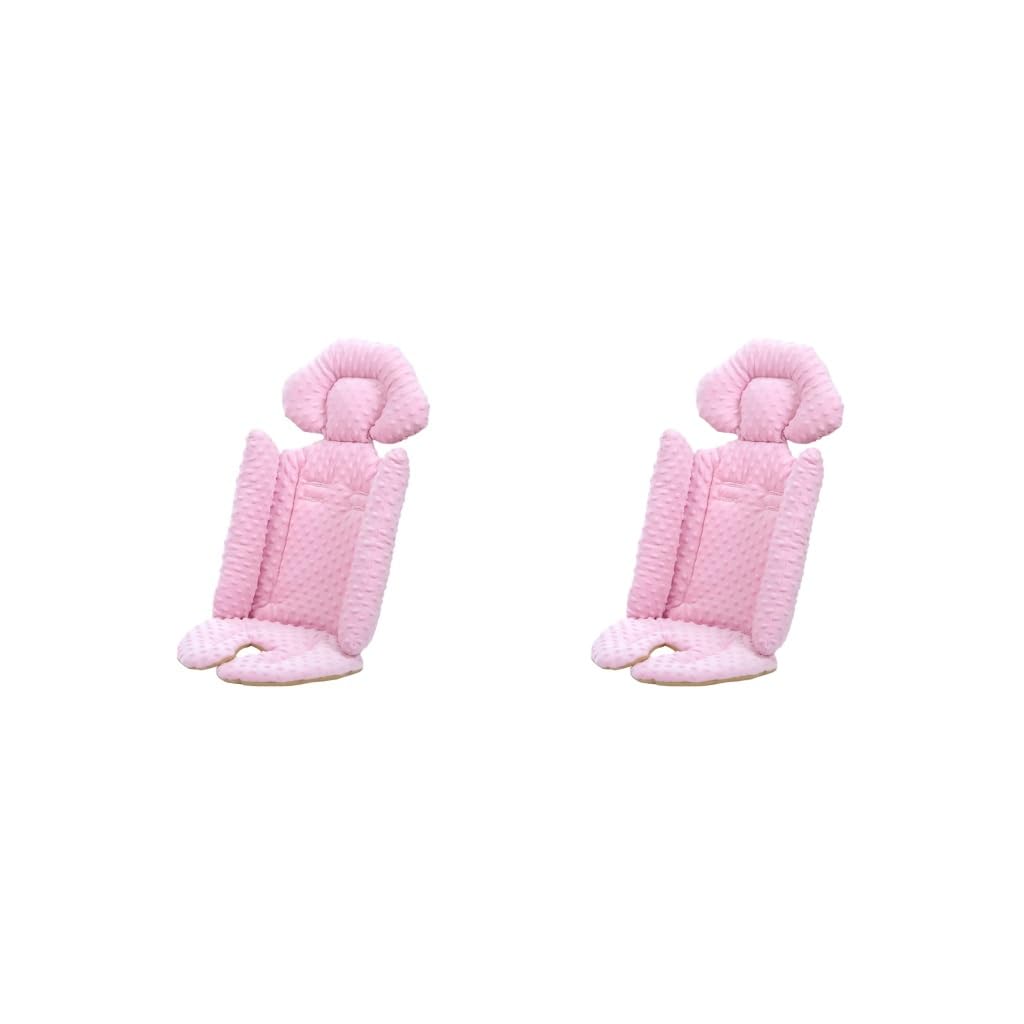 2 set di 2 cuscini per passeggino, caldi, universali, spessi, per carrozzina, auto, passeggino, rosa, 41 x 84 cm