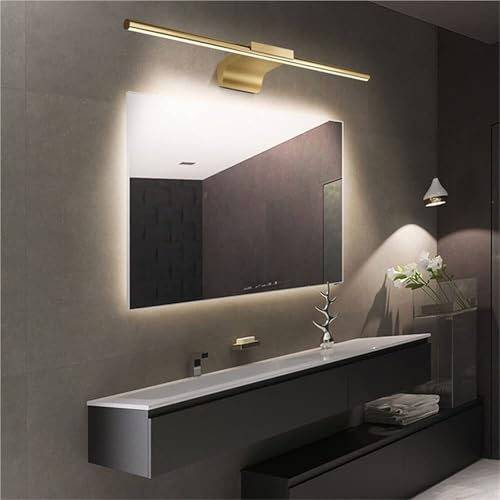 Aplique de pared dorado para baño sobre el espejo con iluminación de una luz 3