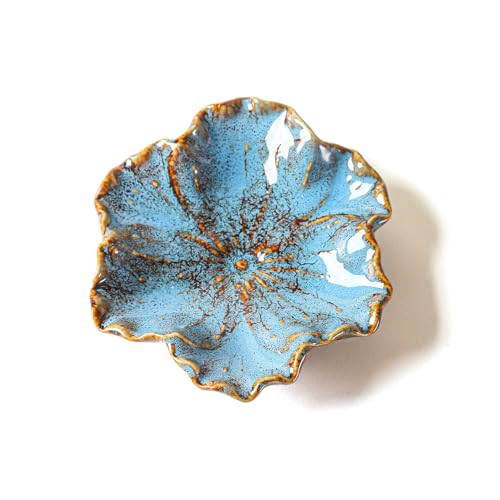 Lkw Ogechi Plat à Bijoux en Céramique, Plateau à Bijoux en Forme de Fleur, Coupelle Bibelots en Céramique, Plateau Décoratif pour Bagues, Boucles D'oreilles, Clés et Petits Objets