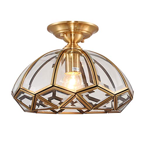 UWY Eleganter Bauernhaus-Kronleuchter, Mini Antik Kupfer Deckenleuchte, E27 Moderne Industrie Glas Halb Unterputz Deckenleuchte Leuchten, Für Haus Eingang Schlafzimmer Cover