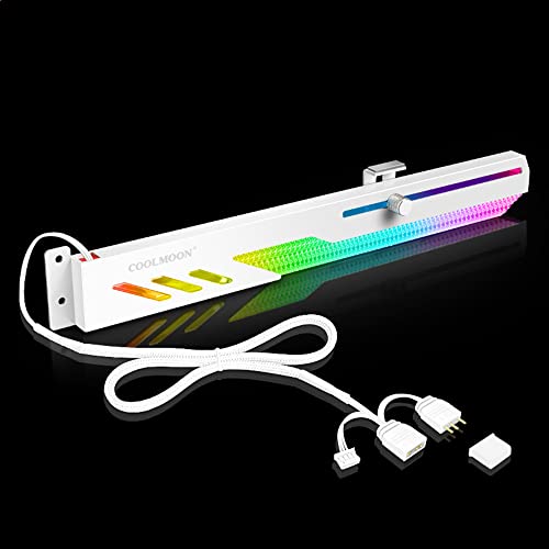 Angitu COOLMOON GT8 �O���t�B�b�N�J�[�h�u���P�b�g 5V ARGB �}���`�C���^�[�t�F�C�X ���� �����V���[�V �f�R���[�V���� GPU �r�f�I�J�[�h�X�^���h�z���_�[ (�z���C�g)