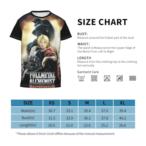 Girl T Shirts for Full Metal Alchemistes Tops,Casual 3D Print Short-Sleeve tee for School4