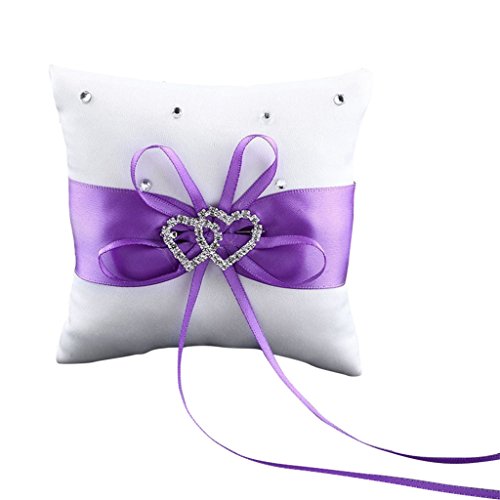 Yosemite - Cojín para anillo de boda (10 x 10 cm), diseño de corazones 10 cm x 10 cm morado