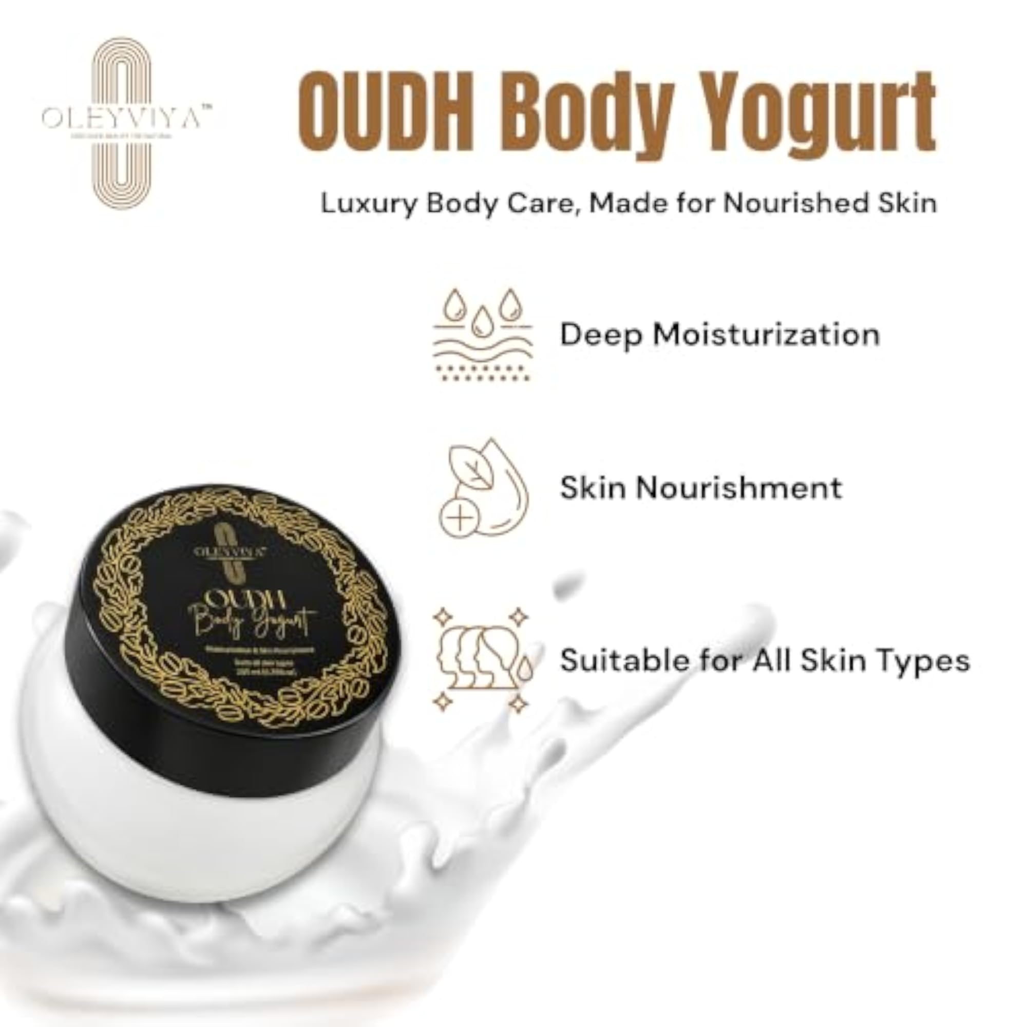 Oudh Body Yogurt, Lightweight Fast-Absorbing Moisturizer