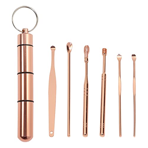 ONLYKXY 6pcs Ear Wax Removal Cleaning Tool Kit,Stainless Steel Ear-Pick Cleaner Portable Ear Spoon Set SpoonCurette Ear Picks Digger Spiral Spring Ear Spoon Set