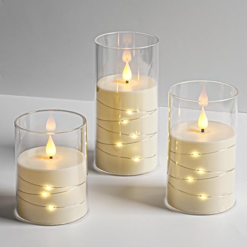 Da by 3 Velas LED Marfil con Tubo Transparente y Luces Hada Envol...