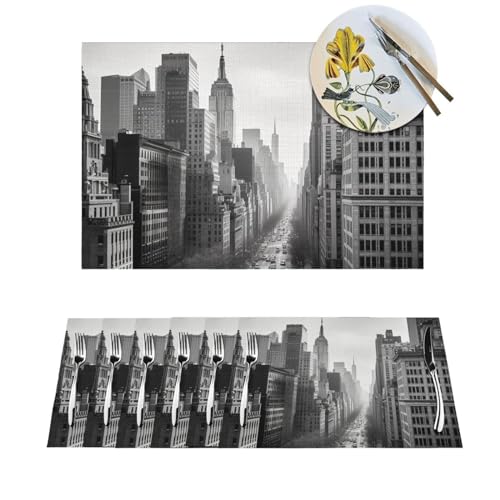 Sets de table antidérapants PVC noir et blanc lavables cuisine