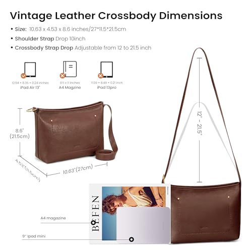 Image of befen Genuine Leather Purses for Women, RFID Medium Leather Crossbody Bags Shoulder Purse Handbags