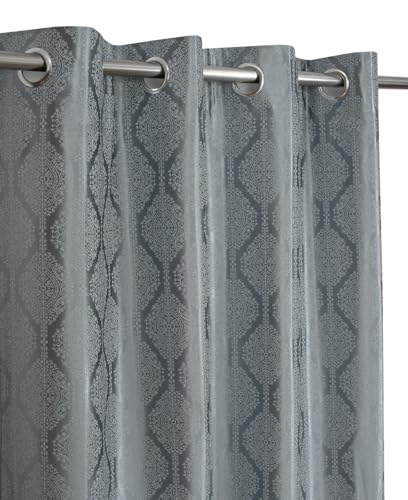 Image of Room Darkening Grommet Curtains 9 Feet Long Set of 3 pcs for Living Room | 70-75% Room Darkening Long Door Curtain Panel, Grey
