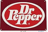 Biopracess Plaque en métal vintage avec logo Dr Pepper - Décoration murale - Pour cuisine, bar - 19,8 x 30 cm (L x l)