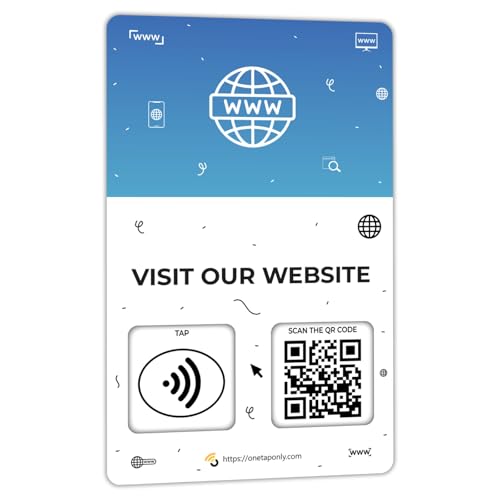 NFC Business Cards 1 Pack – Contactless Smart Tap & QR Code – Compatible with Website Review System – Reusable Feedback Tool for Restaurants, Local Businesses – Works with All Phones