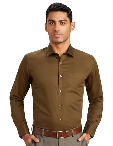 Image of Amazon Brand - Symbol Men's Solid Cotton Formal Shirt | Plain | Full Sleeve - Regular Fit (Available in Plus Sizes)