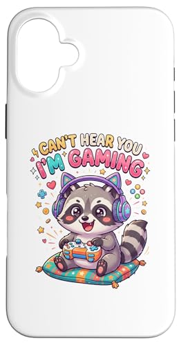 Raccoon Gaming Can't Hear You I'm Gaming Common Raccoon �X�}�z�P�[�X iPhone 16 Plus �p