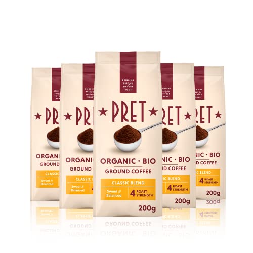 Pret Organic Classic Blend Ground Coffee 200 g (Pack of 5, Total 1kg) Pret Organic Classic Blend Ground Coffee 200 g (Pack of 5, Total 1kg)