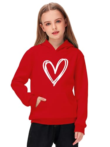 Remimi Valentine's Heart Hooded Shirts for Boys Kids Novelty Graphic Sweatshirts Holi Party Hoodie with Pocket 11-12 Years4