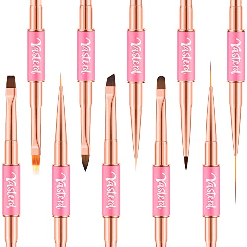 Nail Art Brushes Set 5pcs Double-Ended Nail Brushes for Nail Art with Nail Extension Gel Brush, Builder Gel Brush, Nail Art Liner Brush