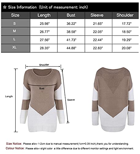 Shermie 43246-16096 Women Long Sleeve Crew Neck Pullovers Stitching Color Loose Knitted Sweaters thumb #6