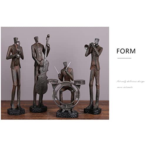 Sanpon Musicians Figurine Music Decor Band Sculpture Living Room Bedroom Office Decoration Art Collectibles, Set 4 #TOP4