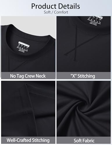 Cotrasen Men's T Shirts Cotton Drop Shoulder Short Sleeve Shirts for Men Casual Soft Comfort Loose Fit Mens Summer Tee Shirts