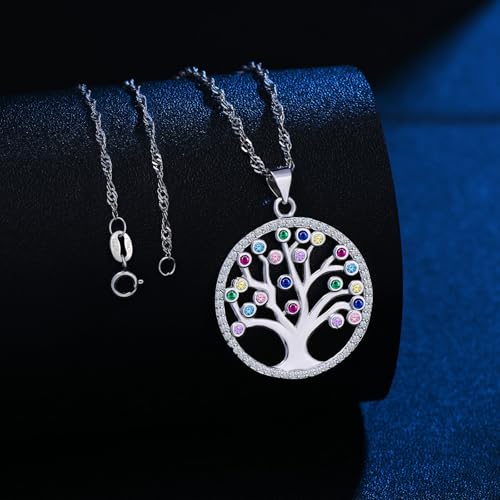 Pendientes de árbol de la vida con collar y circonitas para mujer 4