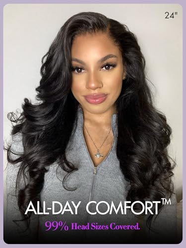 Image of LUVME HAIR All-Day Comfort Wig Real Glueless 7x6 HD Lace 200% Density Hair PartingMax Lace Wigs Loose Body Wave Lace Front Wigs Human Hair Pre Cut Plucked Lace Frontal Glueless 26 Inches Natural Black