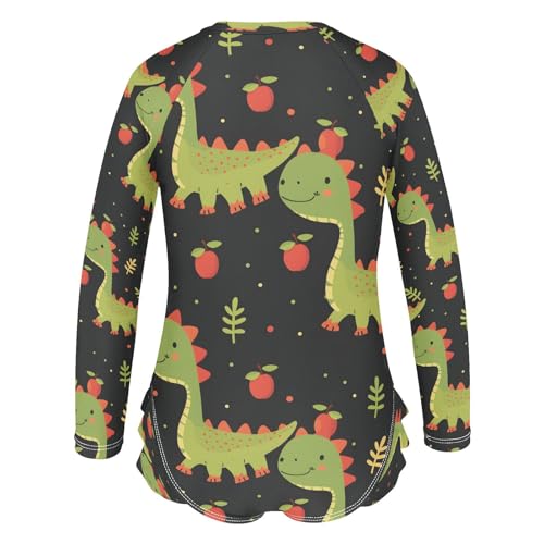 Dinosaur Fruit Girls Long Sleeve Swimsuits One Piece Zipper Bathing Suit UPF 50+ Rashguard Swimwear3
