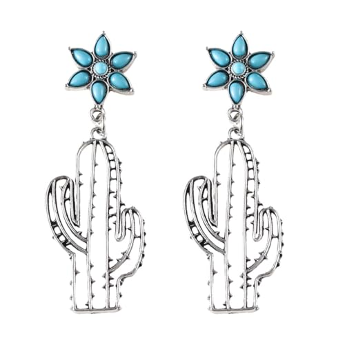 Damen-Ohrringe aus Naturstein, Kaktus, Retro, einfache und hohle, asymmetrische Ohrringe, Boho-Schmuck für Frauen, Einheitsgröße, Edelstahl, Erstellter Zirkonia Damen-Ohrringe aus Naturstein, Kaktus, Retro, einfache und hohle, asymmetrische Ohrringe, Boho-Schmuck für Frauen, Einheitsgröße, Edelstahl, Erstellter Zirkonia