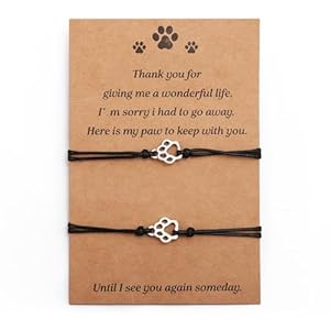 2 Pulseras Conmemorativas para Perros y Gatos, Regalos Conmemorativos para Mascotas Regalo de Simpatía Pulseras de la Amistad con Huellas de Patas para Amantes de los Perros Regalos de Recuerdo