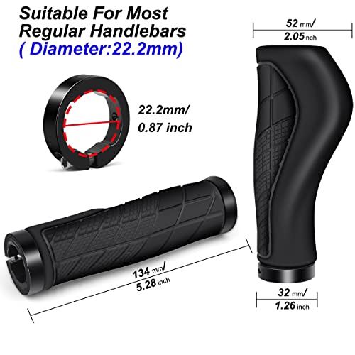 REETEE Non-Slip Rubber Bicycle Grips with Aluminum Lock, Ergonomic MTB Hand Grips - 22.2 mm Universal for BMX/Bicycle/Scooter - Image 3