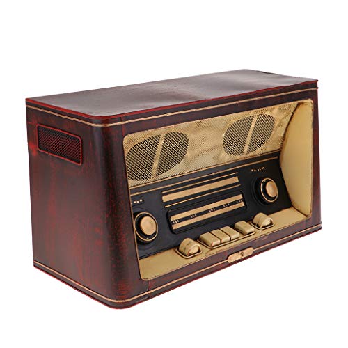 misppro Iron Radio Model Retro Vintage Nostalgic Ornament for Home Bar Bedroom Decoration 14.17 x 6.3 x 7.87 Inch