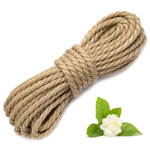 Corde de Chanvre Naturel 10 mm x 10 m, Ficelle de Jute Robuste et Résistante - pour Le Jardinage, la Décoration, l'Emballage Cadeau, Les Mariages et Tous Projets DIY et Artisanat