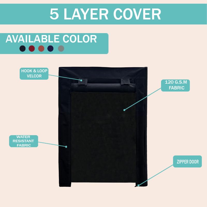 Image of Cover for Shoe Rack Home Only for 5-Layer Portable Foldable Shoe Stand Non Woven Zipper Fabric Cover Black