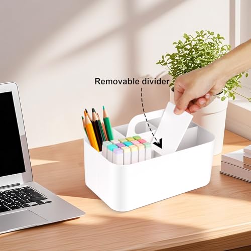 Rangement de bureau blanc empilable avec 5 compartiments de tri ergonomiques