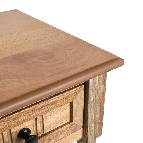 Image of Decor Therapy Simplify 1-Drawer Accent Table, Sturdy Narrow End Table, 28 inch x 14 inch x 14 inch - Natural