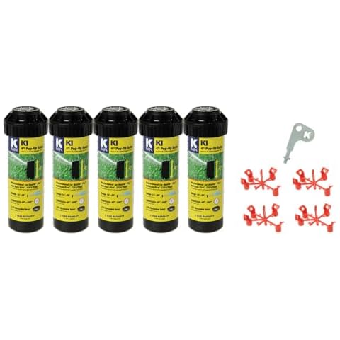 K Rain K1 1/2" Smart Set Rotor 4" Pop-Up| 15' - 30' Spray Distance, 40° - 360° Arc Spray Pattern | Includes Install Kit (5 Pack) Cover