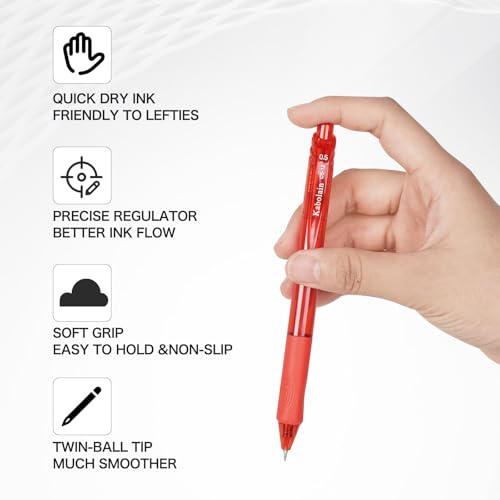 12 Pack de bolígrafos retráctiles 0.5mm negro, azul y rojo miniatura 5