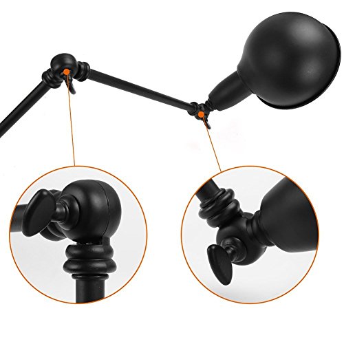 Atc® Black Retro Adjustable Wall Lighting Industrial Style Wrought Iron Long Arm Pole Wall Lamp Swing Arm Wall Mount Light Sconces (2 Sets) #TOP1