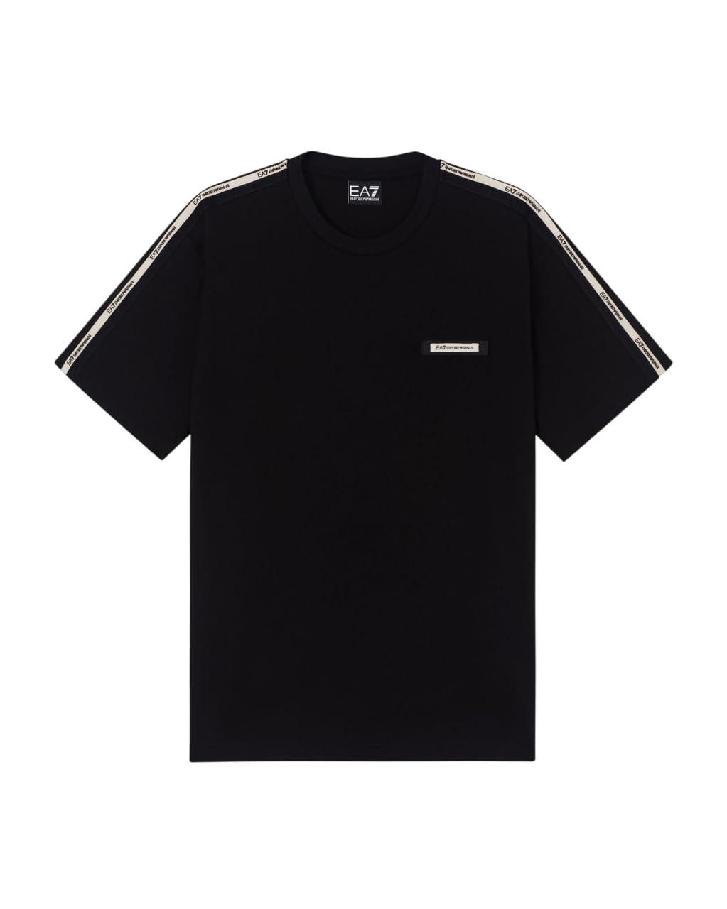 EA7 Hombre Camiseta con Cinta del Logo, Black
