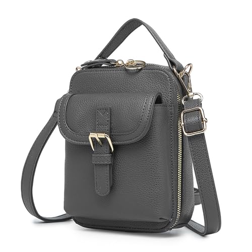Bolso bandolera antirrobo de poliuretano para mujer, doble cremallera, bolso de mano retro de gran capacidad, múltiples bolsillos integrados para viajes, compras, trabajo, uso diario, estilo 5