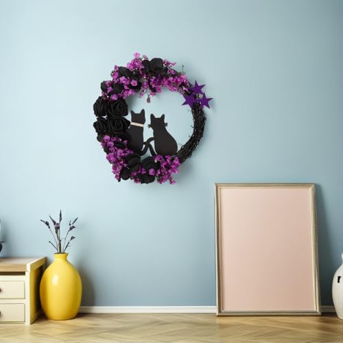 Couronne de chat pour Halloween : guirlande murale en rotin tressé - 8