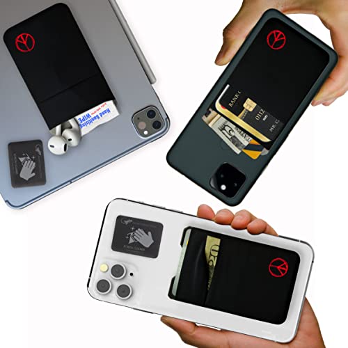 Image of Gecko Travel Tech Double Pocket - Adhesive Card Holder - Cell Phone Pouch - Stick on Spandex Pocket - Carry Credit Cards and Cash (PEACE)