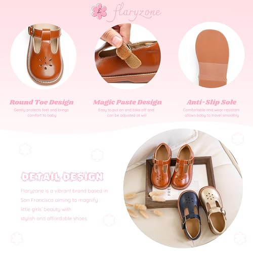 Image of Flaryzone Toddler Little Girl Mary Jane School Uniform Oxfords Flat Dress Shoes